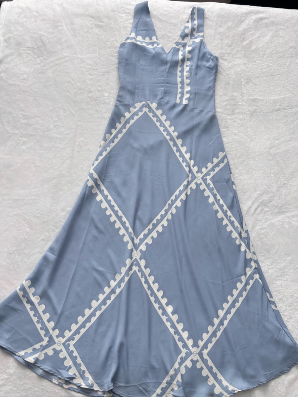MON RENN Serape Sleeveless Blue Postcards Fitted Maxi Dress--NWT--10/M - Picture 9 of 16